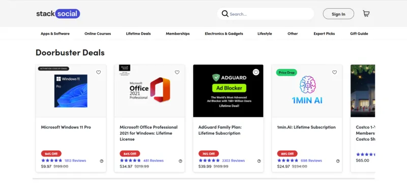 StackSocial Home Page