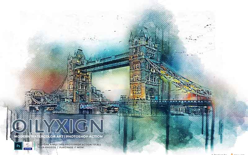 hanging city bridge with oilyxign effect applied