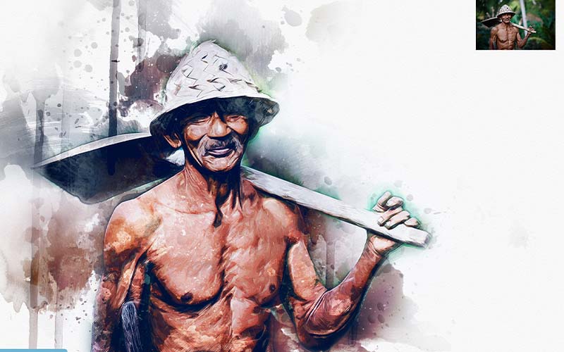 farmer with aquarellexign effect applied