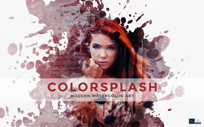redhead woman portrait with color splash effect applied