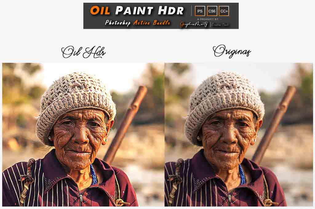 Oil painting of an old lady vs her original picture