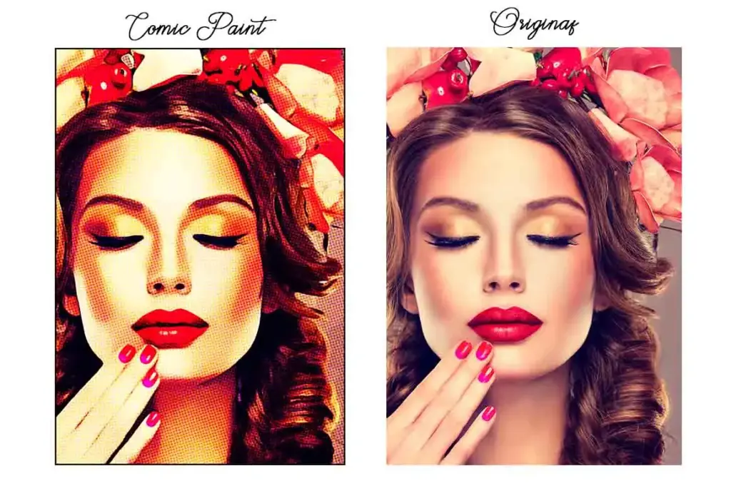 Before and after of an effect on a woman's picture