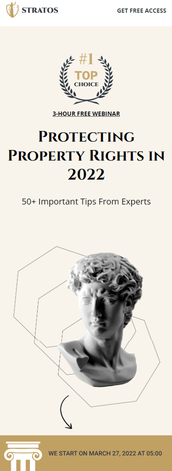 Sculpture with "protecting property rights" text