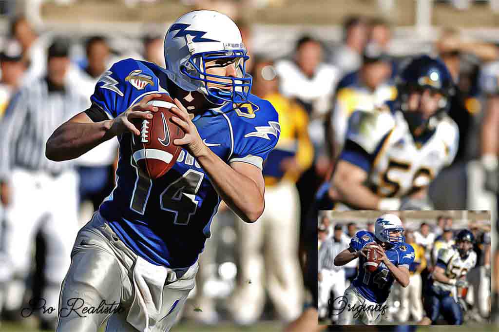 A Blue team's rugby player looking to throw the ball to his player