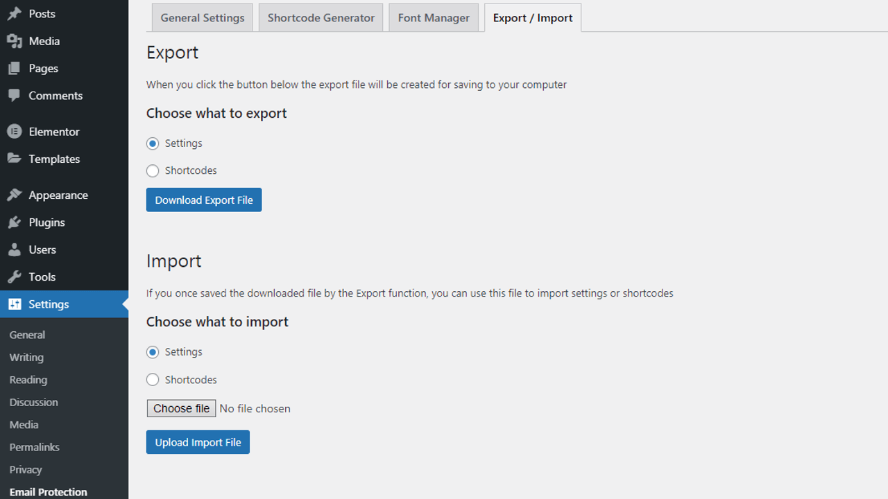 Import and Export Feature Of Email Protection WordPress Plugin