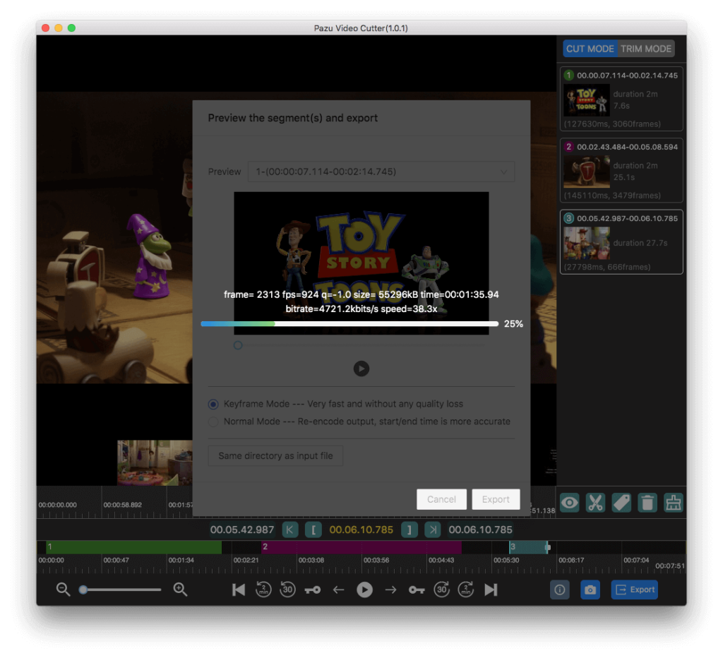 Pazu Video Cutter- Export Final Clip