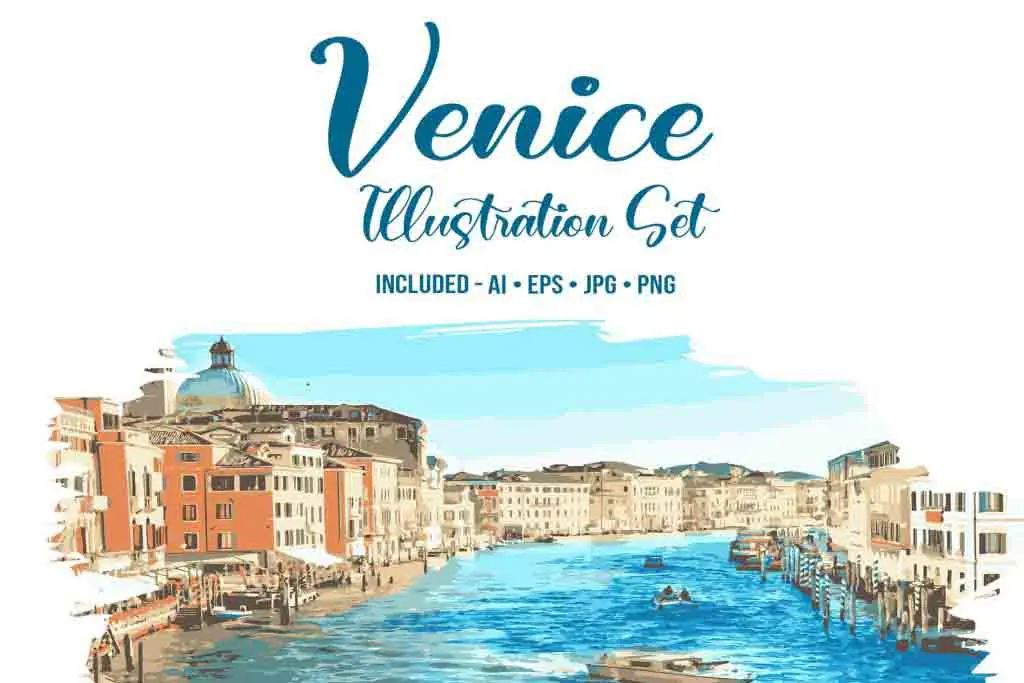 Venice watercolor illustration