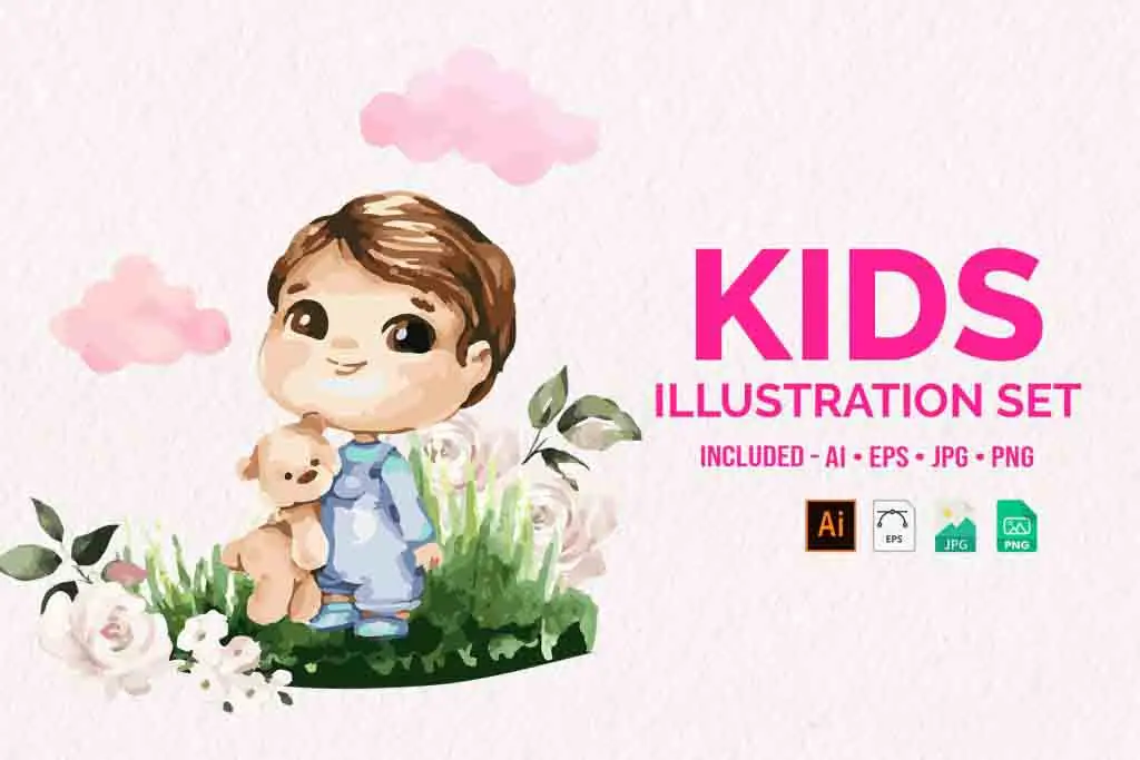 Kids watercolor illustrations