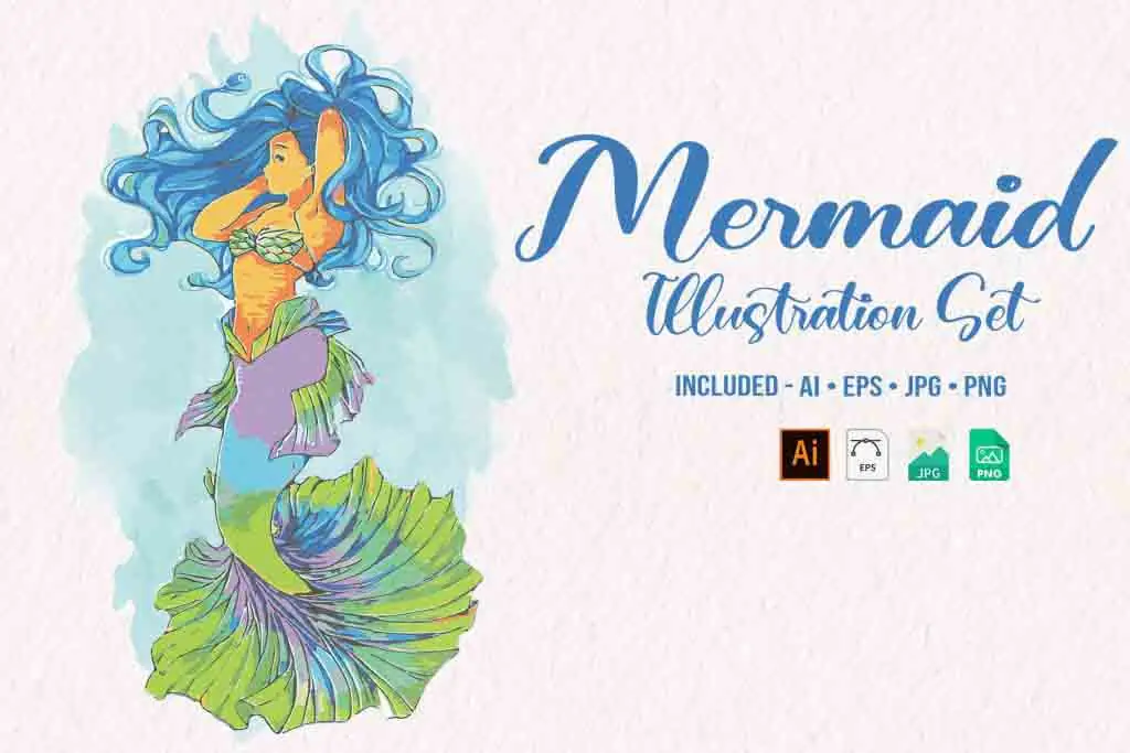 Mermaid watercolor illustrations