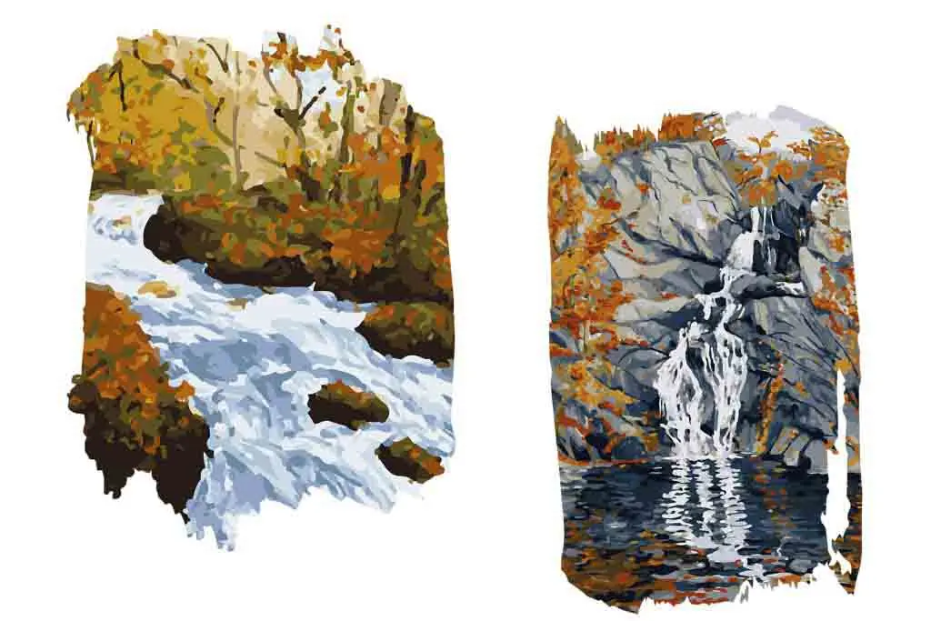 waterfall watercolor Vectors
