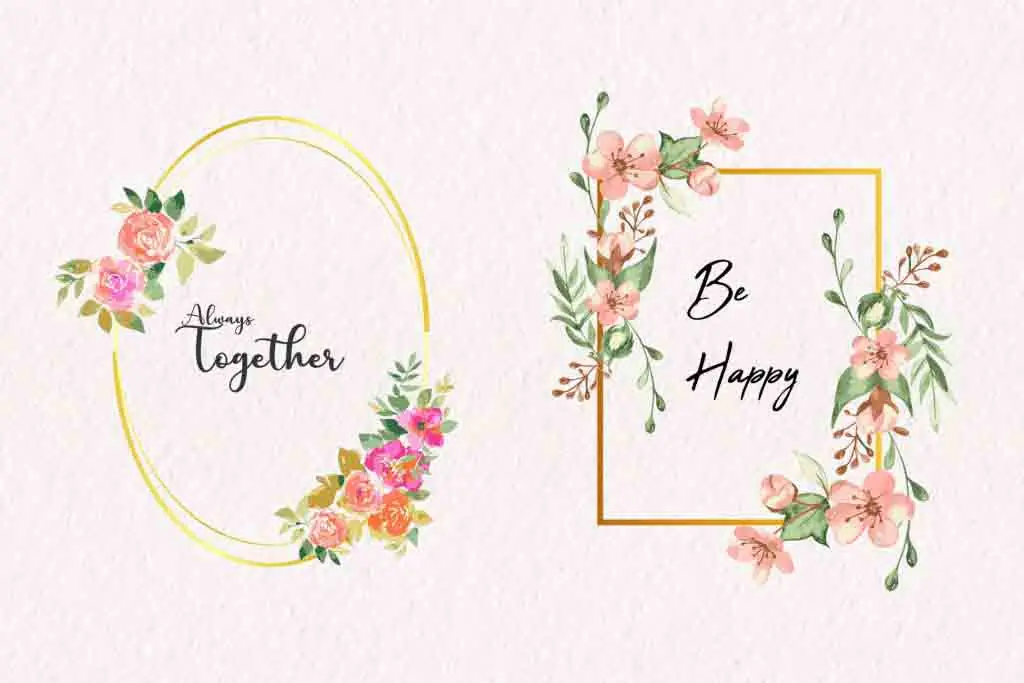 cute Flower Frame watercolor illustration