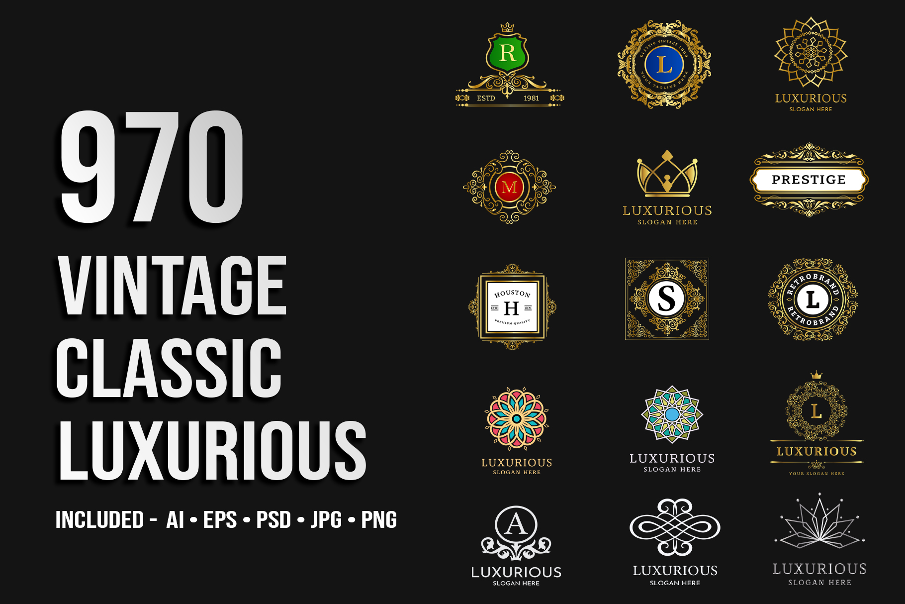 970 Vintage, Classic, Luxurious Illustrations Set Feature Image