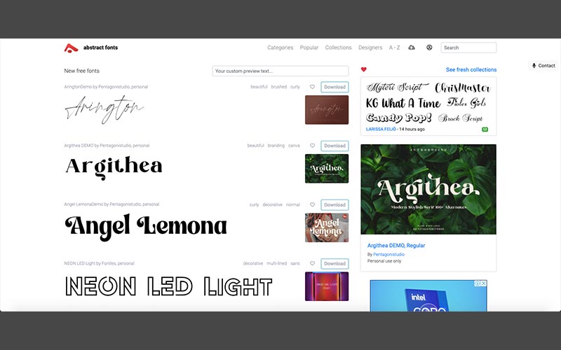 Abstract- free font website
