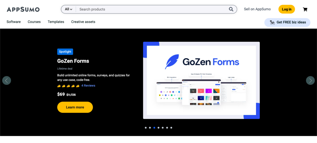 Appsumo Website homepage UI screenshot