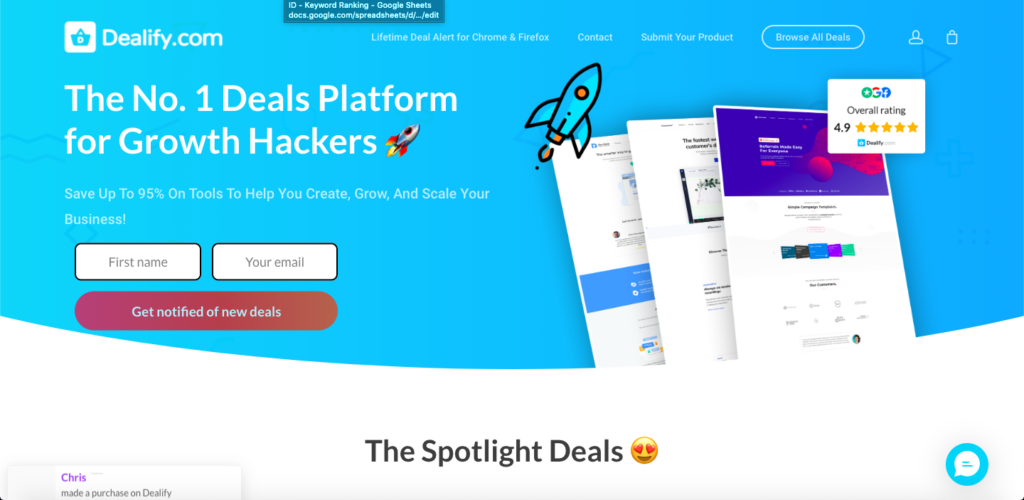 Dealify Website homepage UI screenshot