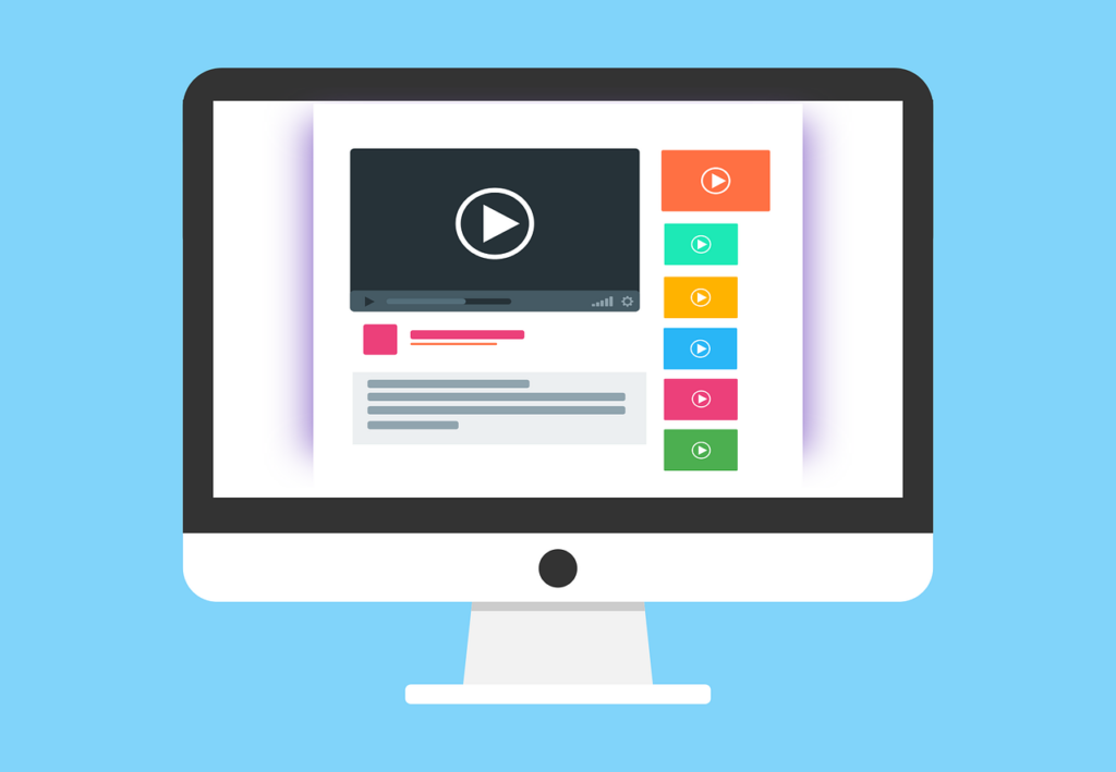 Preview of a computer mockup with video player on screen