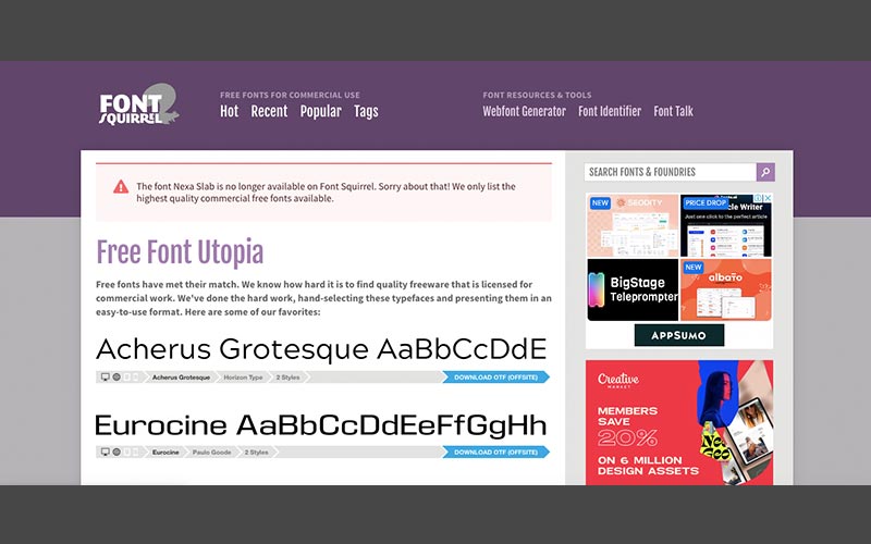 FontSquirrel- free font website