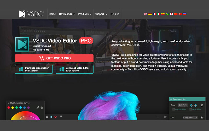 VSDC video editor pro banner with typography