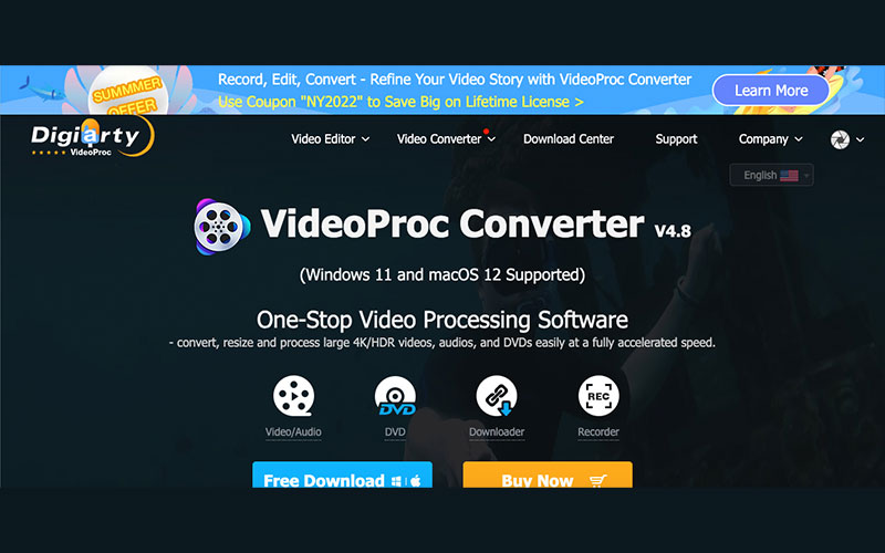 VideoProc converter banner with typography