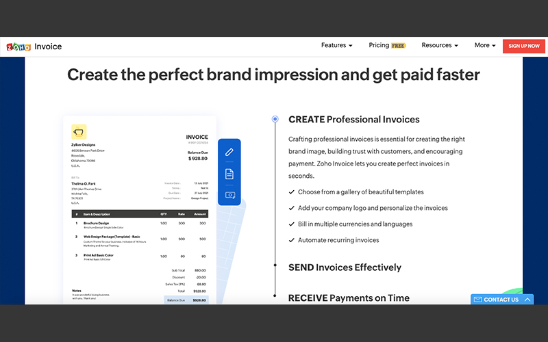 Zoho - Invoicing Tool