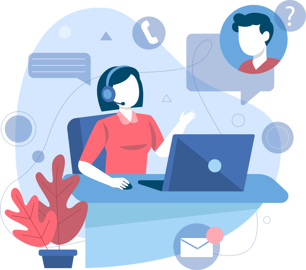illustration of a customer service representative at work.