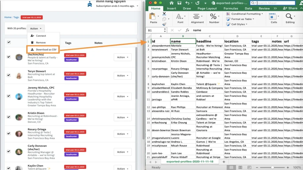 Linked Booster- Export Bulk Contacts Information to CSV