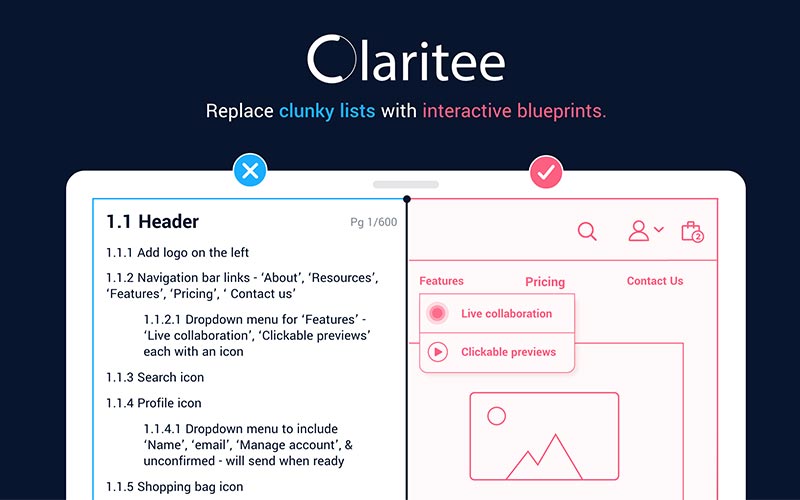 Claritee - Drag & drop Wireframing Tool banner