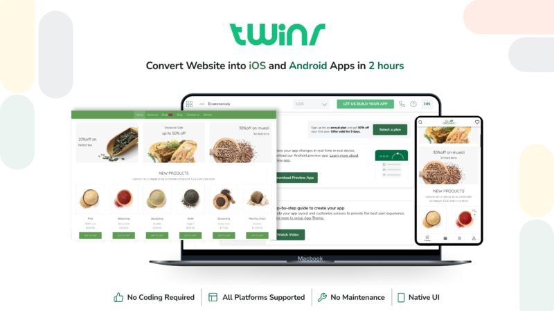 Twinr – No Code Website To App Converter (Android & iOS) Plan A - Android