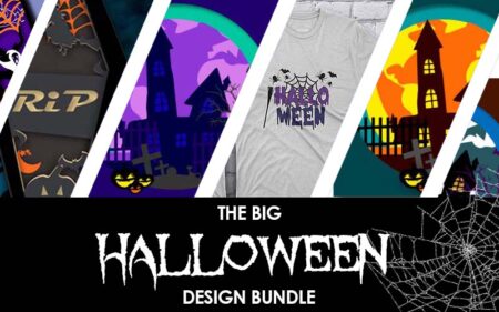 Collage of Halloween elements for Big Halloween Design Bundle