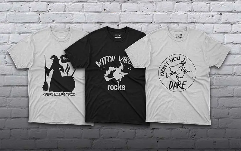 Black and white T-shirts with Spooky designs