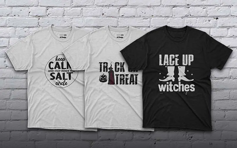 T-shirts with Spooky designs on display