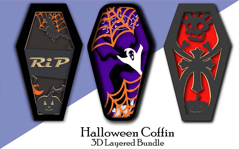 Halloween coffin bundle banner with 3 coffin designs
