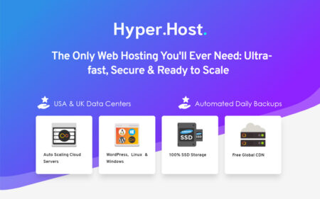 Hyperhost banner with features on display