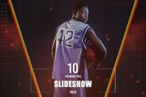A basketball player holding the ball - Premier pro Slideshow Pack