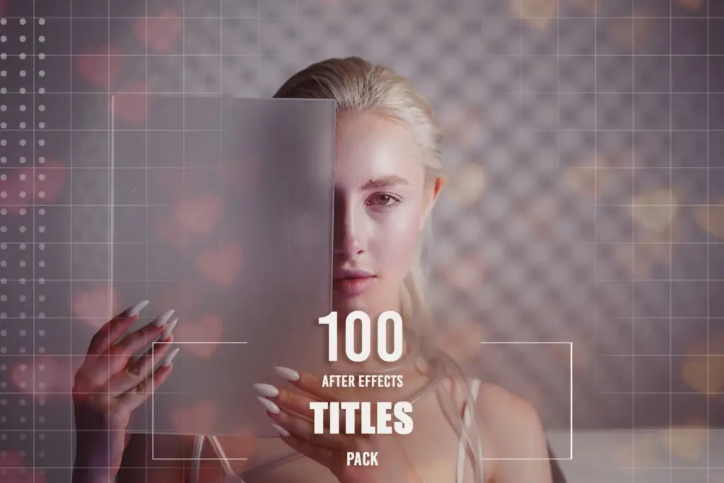 Futuristic young woman holds blur glass at her face, grey background. Female person in virtual reality style, future electronic technology, futurism concept