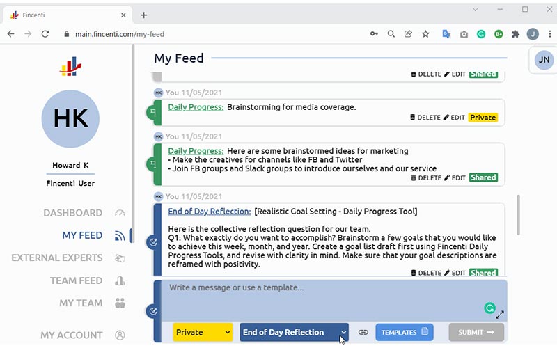 Feed of Fincenti - Productivity tool