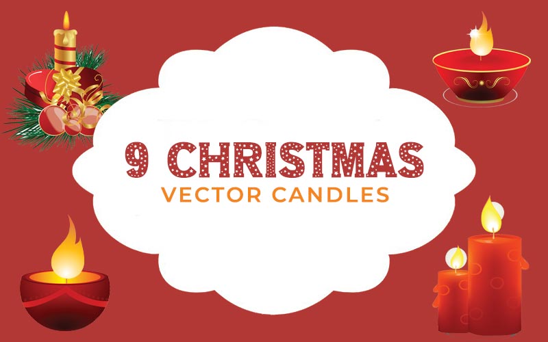 A collage of candles for the Christmas vector candles banner for Christmas Graphics Bundle