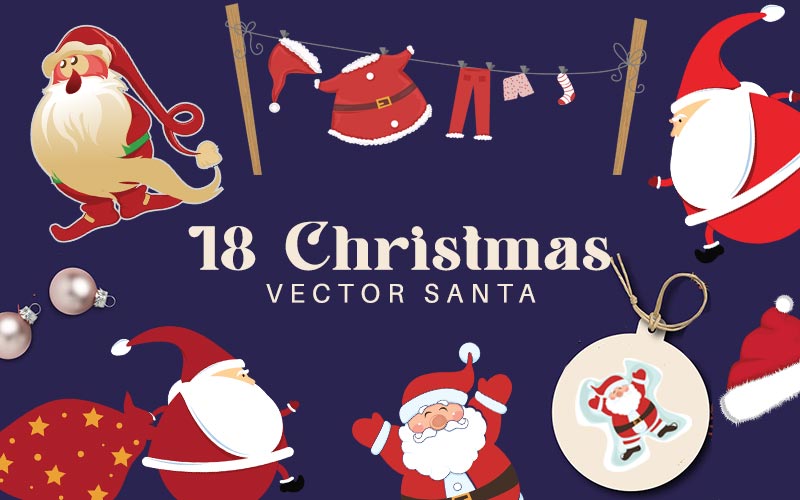 A collage of Santa vectors for Christmas Vector Santa banner