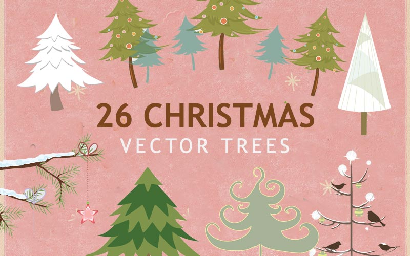 A collection of Christmas Vector trees for the banner of Christmas Vector trees