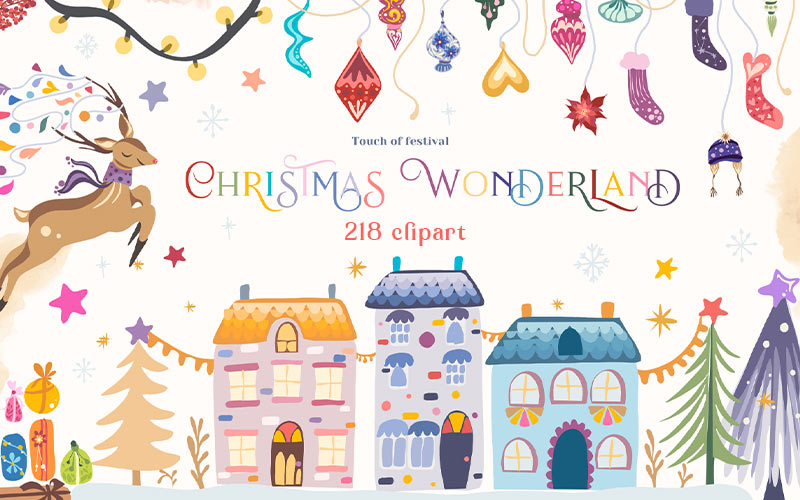 A collection of Christmas related clip arts to use for decoration purpose