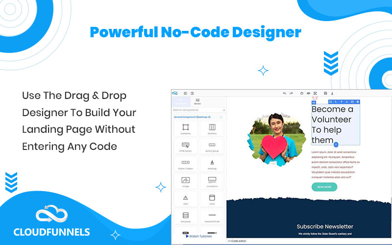 CloudFunnels - Powerful No-Code Designer Feature - Marketing Platform and a strong sales funnel builder