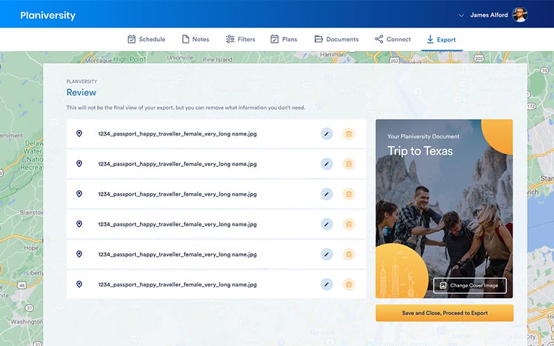 Exported Data of Planiversity - Trip Planning Tool