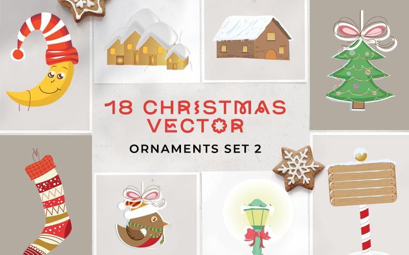 18 items christmas vector ornaments set-2