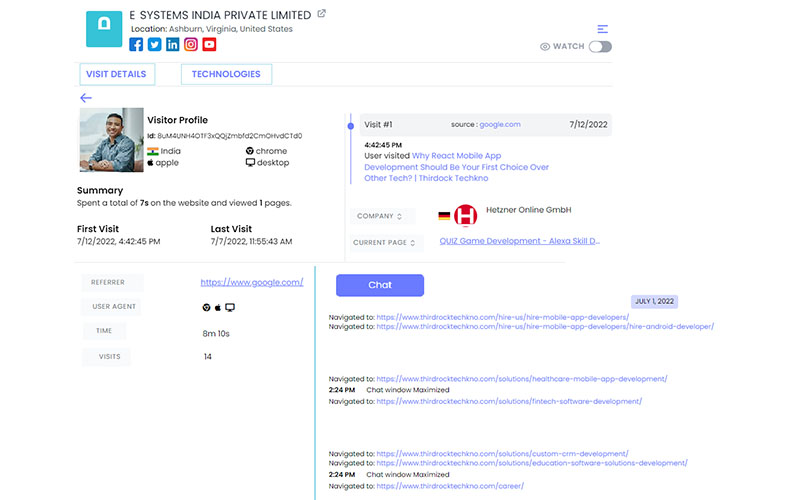 Traek - Lead Generation Tool - Summary Interface