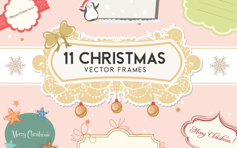 A collage of Christmas themed vector frames for Christmas Graphics Bundle