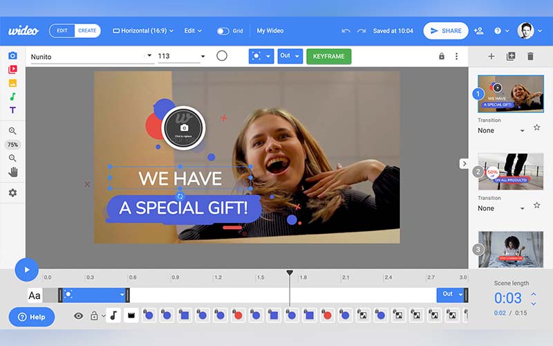 Wideo dahsboard with a girl showing surprised expression and typography on display