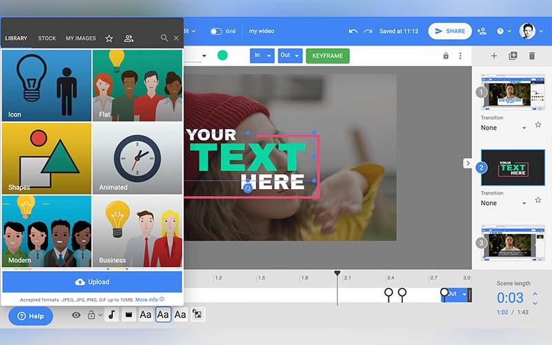 A gallery of different types of images to create instant videos