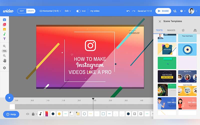 A selection of templates to create instant videos
