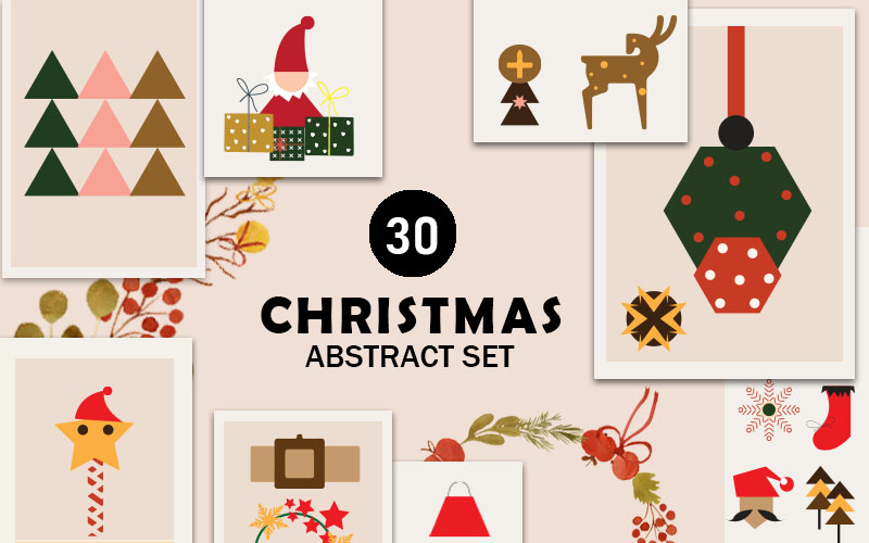 Collage of Christmas vector designs for Christmas Graphics Bundle