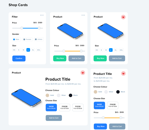 UI cards preview